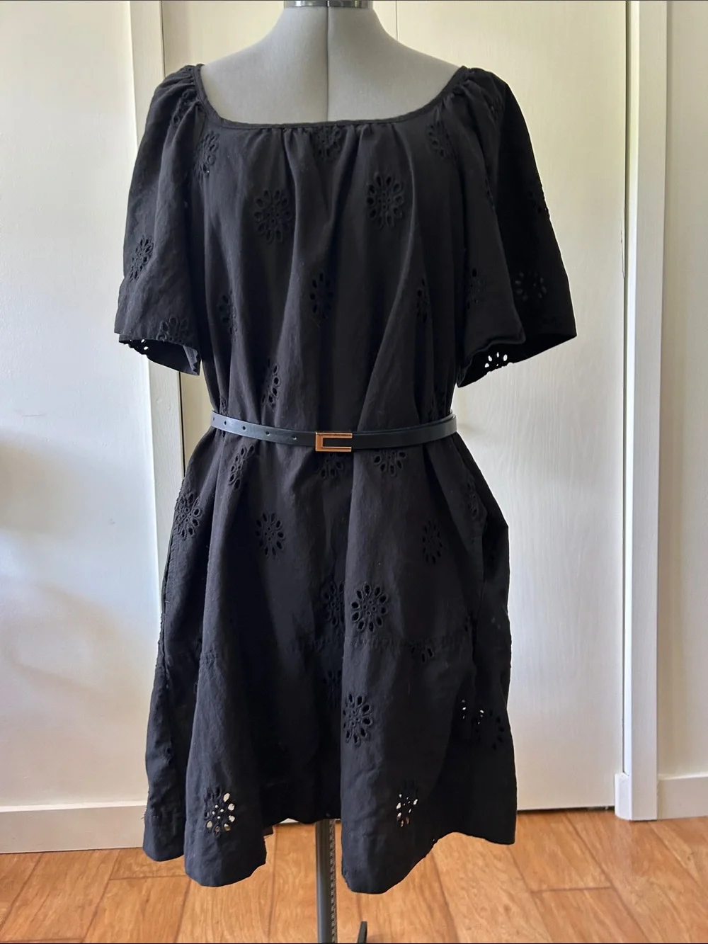 Black Eyelet Cotton Peasant Dress Free Assembly Medium - Picture 4 of 5